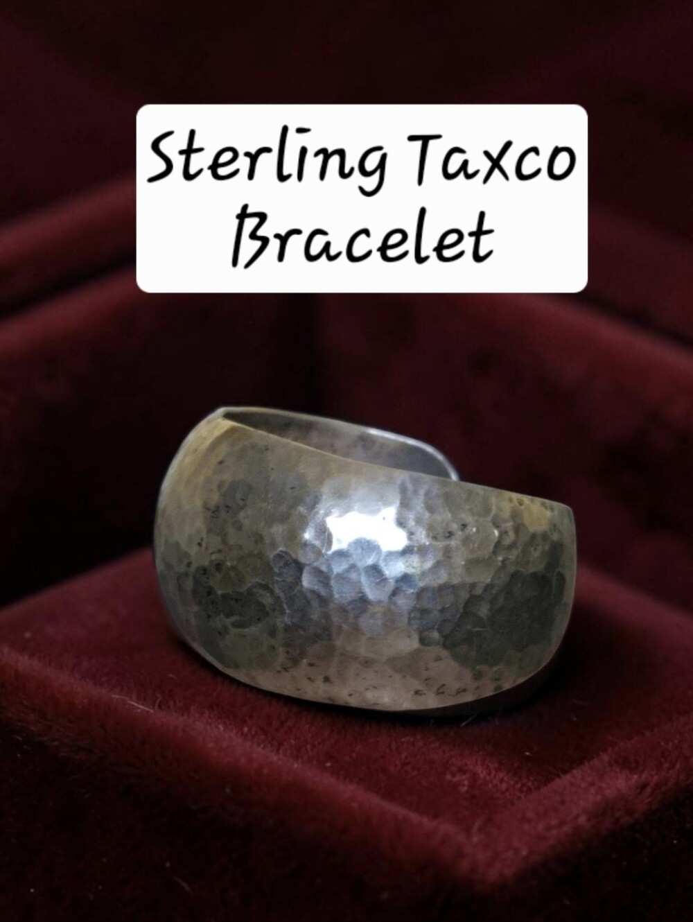 Vintage Taxco Mexico Hammered Sterling Silver Cuff Bracelet